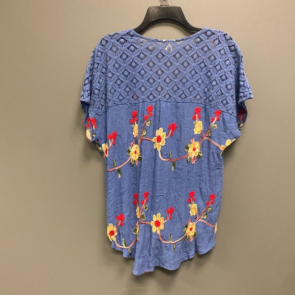 Anthro Brand Fig & Flower Embroidered Front Tie Top 2X - Picture 9 of 9